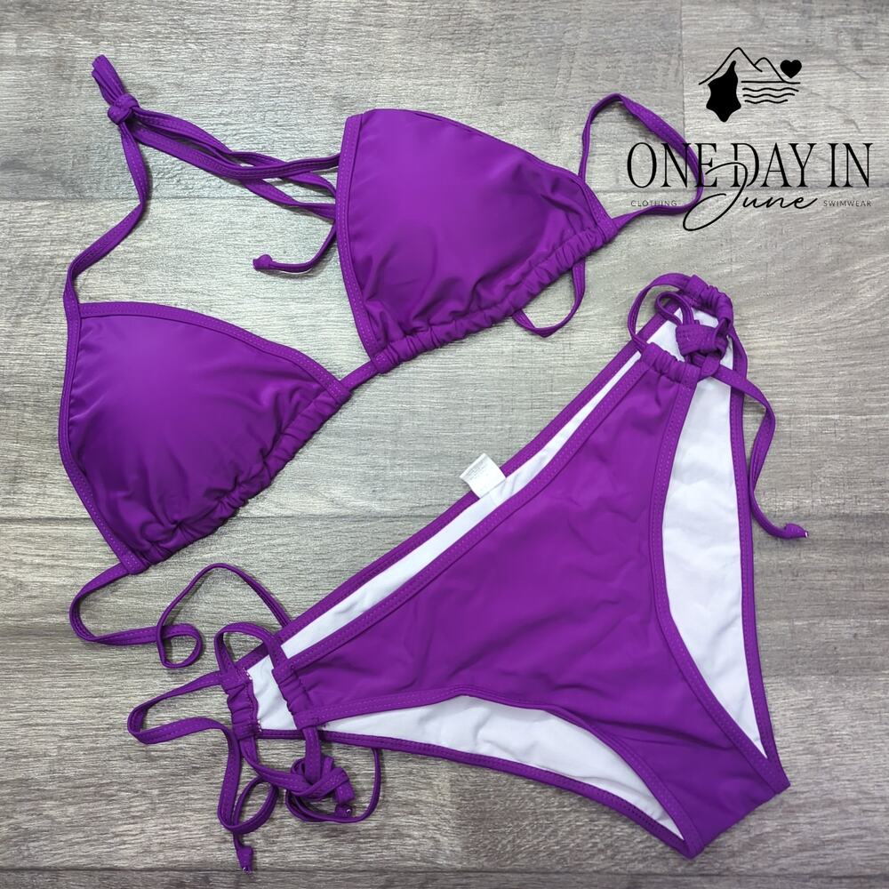 Adisputent Molded Cup Triangle Tie Side Bikini Swimsuit Size M